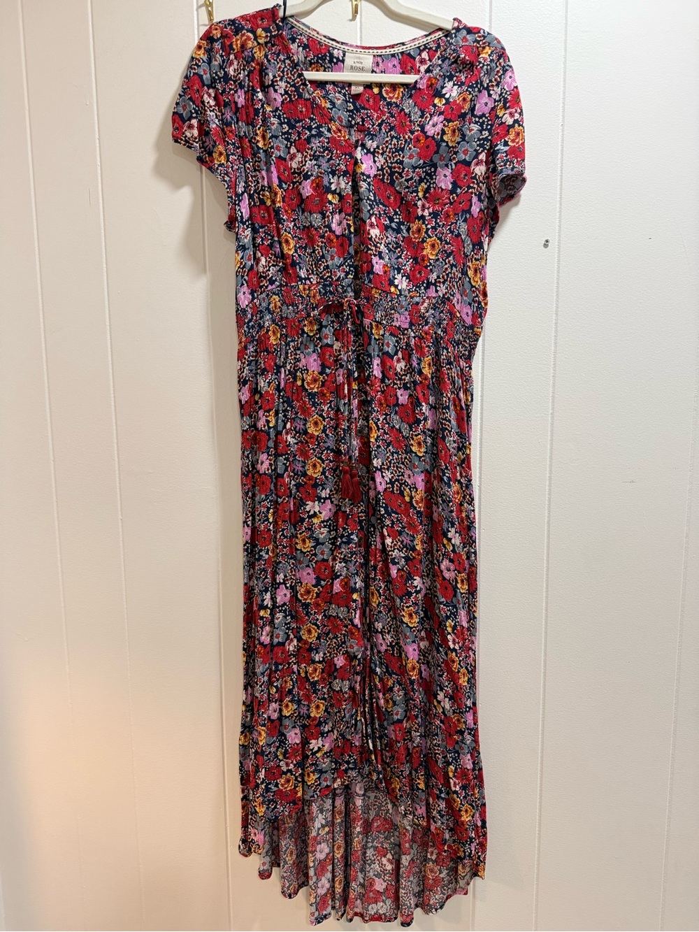 Knox Rose Floral High-Low Dress in Navy, Red, Pink, Yellow